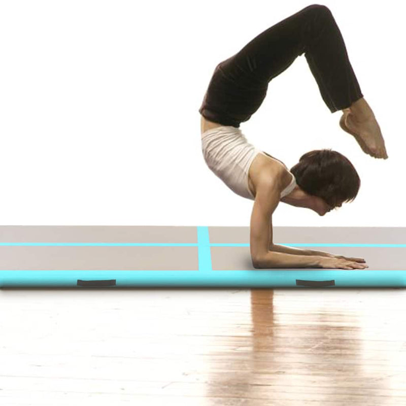 Afbeelding laden in galerijviewer, Vidaxl gymnastiekmat met pomp opblaasbaar 700x100x10 cm pvc groen