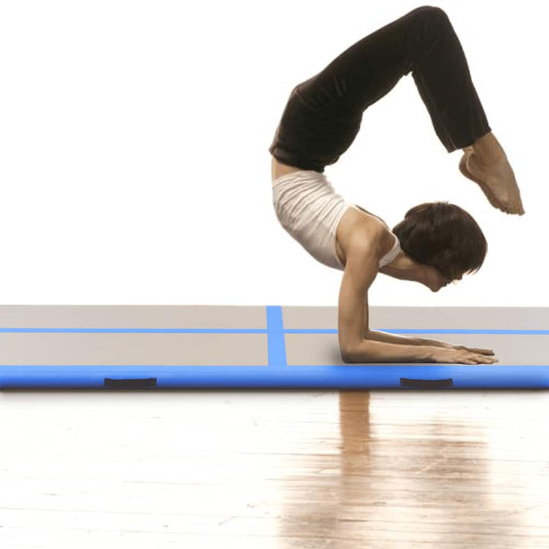 Afbeelding laden in galerijviewer, Vidaxl gymnastiekmat met pomp opblaasbaar 800x100x10 cm pvc blauw
