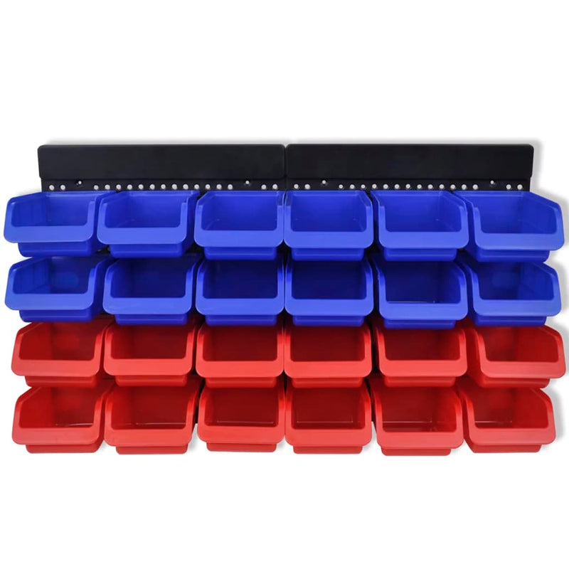 Afbeelding laden in galerijviewer, Vidaxl gereedschapsordeners wandgemonteerd blauw en rood 2 st