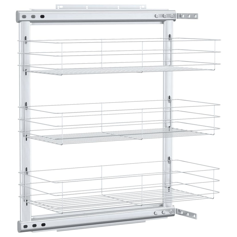 Afbeelding laden in galerijviewer, Vidaxl draadmand keuken uittrekbaar 3-laags 47x25x56 cm zilverkleurig