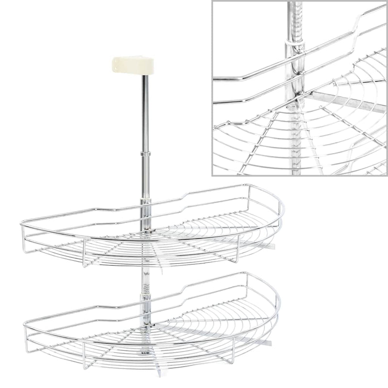 Afbeelding laden in galerijviewer, Vidaxl draadmand keuken 2-laags 180 graden 75x38x80 cm zilverkleurig