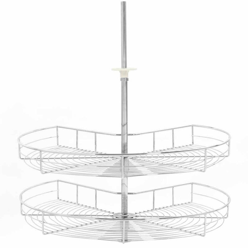 Afbeelding laden in galerijviewer, Vidaxl draadmand keuken 2-laags 270 graden 71x71x80 cm zilverkleurig