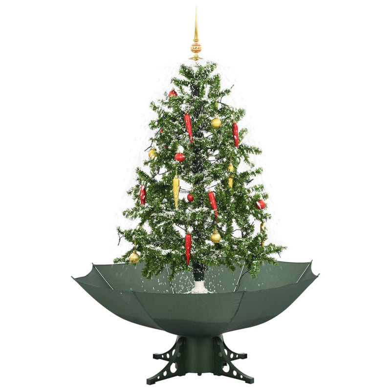 Afbeelding laden in galerijviewer, Vidaxl kerstboom sneeuwend met paraplubasis 140 cm groen