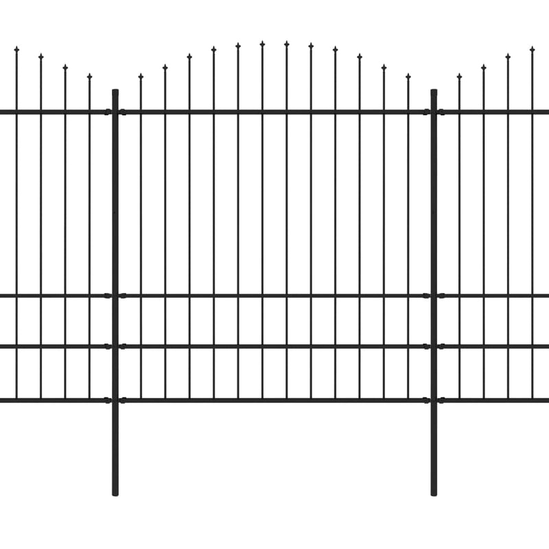 Afbeelding laden in galerijviewer, VidaXL Tuinhek met speren bovenkant (1,75-2)x10,2 m staal zwart