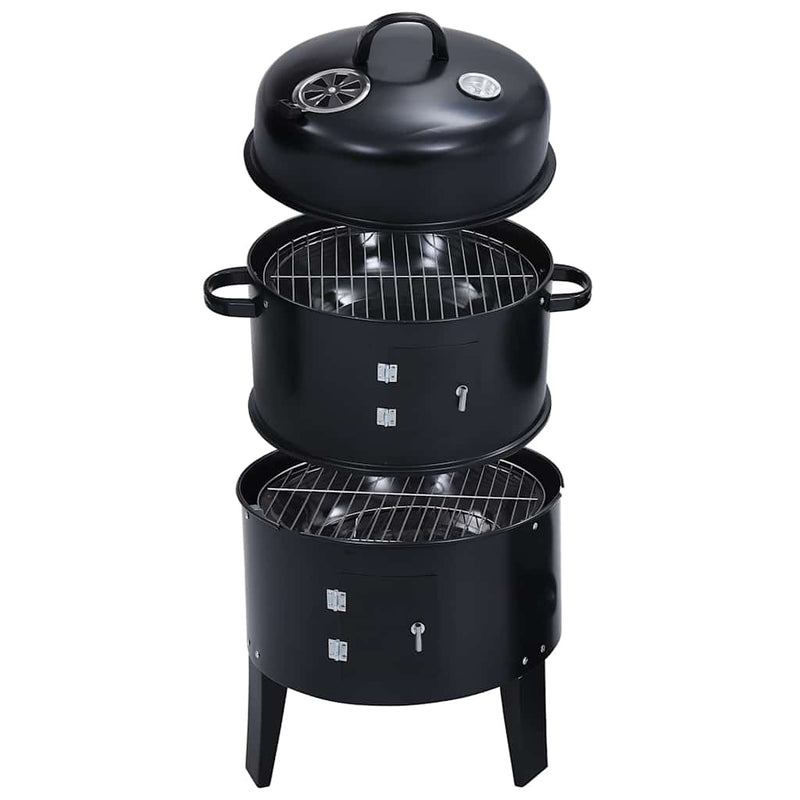 Afbeelding laden in galerijviewer, Vidaxl houtskoolroker barbecue-grill 3-in-1 40x80 cm