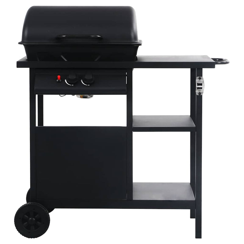 Afbeelding laden in galerijviewer, Vidaxl gasbarbecue met 3-laags zijtafel zwart
