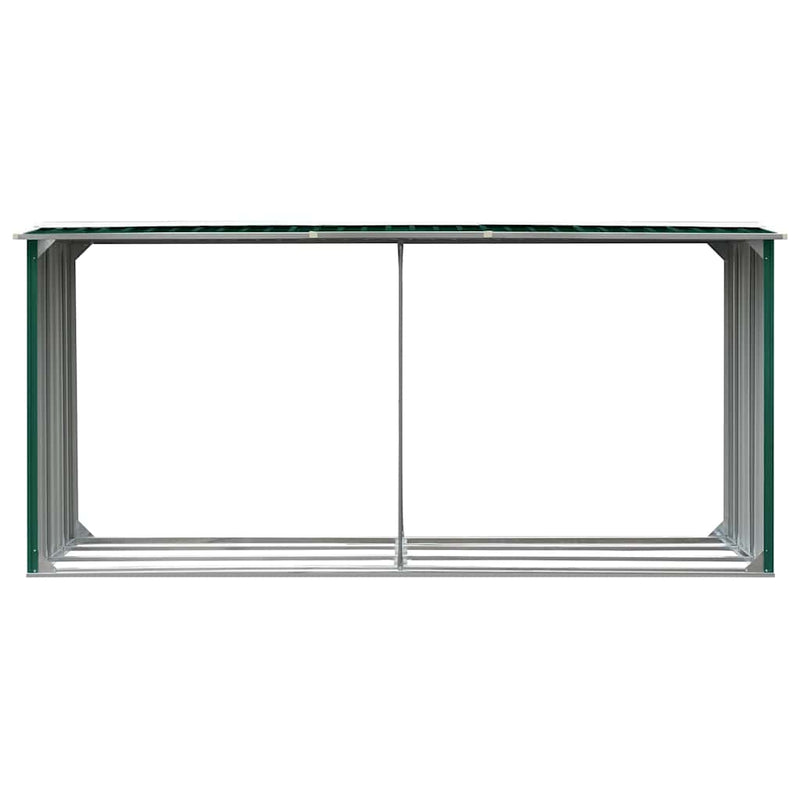 Afbeelding laden in galerijviewer, Vidaxl haardhoutschuur 330x92x153 cm gegalvaniseerd staal groen
