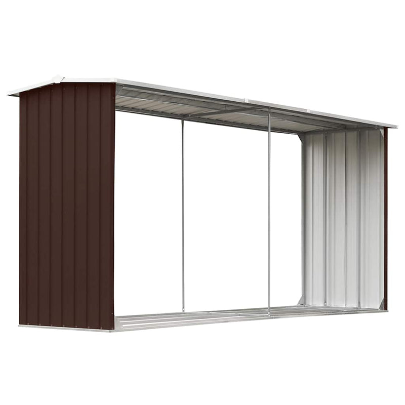 Afbeelding laden in galerijviewer, Vidaxl haardhoutschuur 330x92x153 cm gegalvaniseerd staal bruin