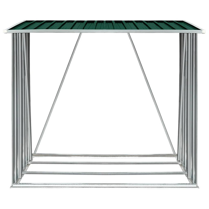 Afbeelding laden in galerijviewer, Vidaxl haardhoutschuur 163x83x154 cm gegalvaniseerd staal groen