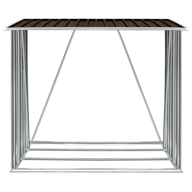 Afbeelding laden in galerijviewer, Vidaxl haardhoutschuur 163x83x154 cm gegalvaniseerd staal bruin