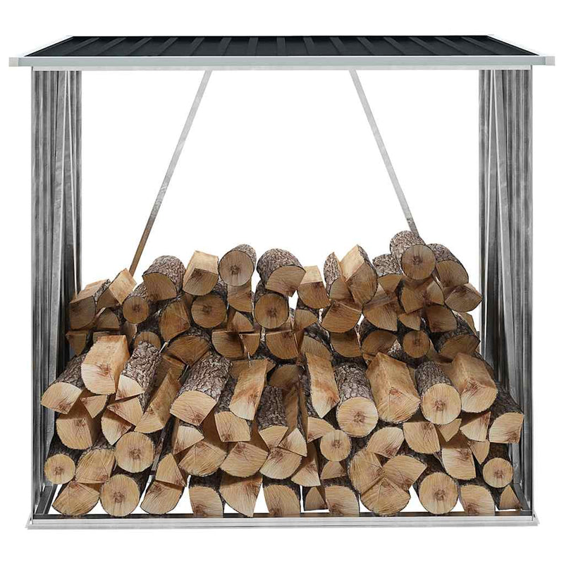 Afbeelding laden in galerijviewer, Vidaxl haardhoutschuur 163x83x154 cm gegalvaniseerd staal antraciet
