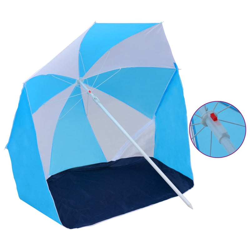 Afbeelding laden in galerijviewer, VidaXL Strandparasol -tent 180 cm stof blauw en wit