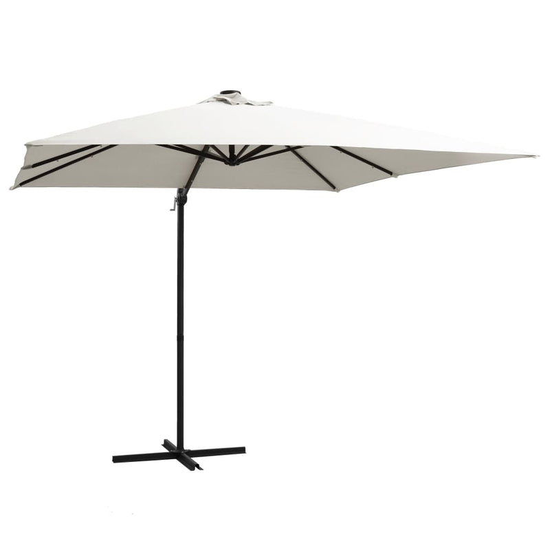 Afbeelding laden in galerijviewer, Vidaxl zweefparasol met led en stalen paal 250x250 cm zandkleurig