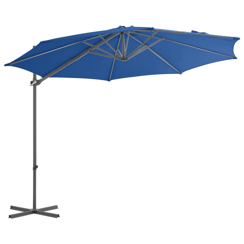 Afbeelding laden in galerijviewer, Vidaxl zweefparasol met stalen paal 300 cm azuurblauw
