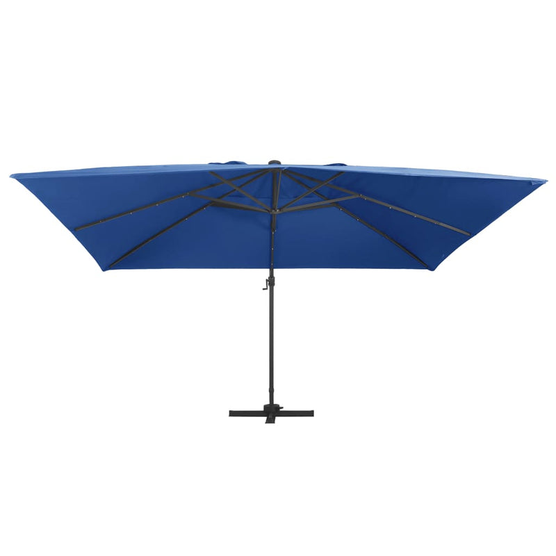Afbeelding laden in galerijviewer, Vidaxl zweefparasol met led en aluminium paal 400x300 cm azuurblauw