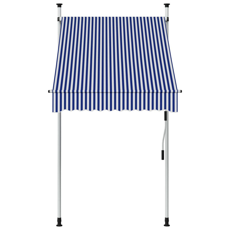 Afbeelding laden in galerijviewer, Vidaxl luifel handmatig uittrekbaar 100 cm blauw en witte strepen