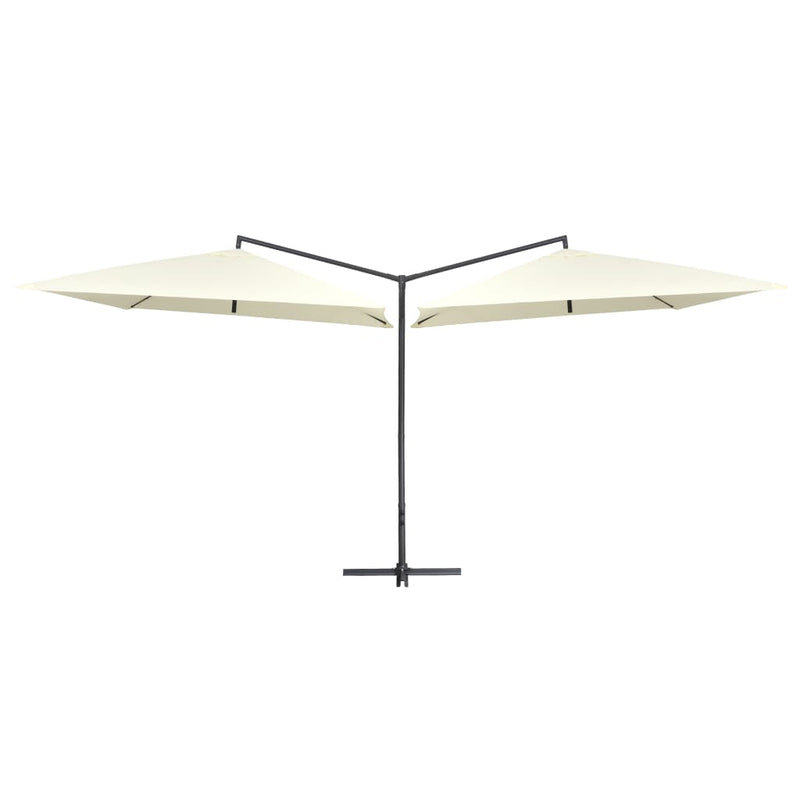 Afbeelding laden in galerijviewer, VidaXL Parasol dubbel met stalen paal 250x250 cm zandwit