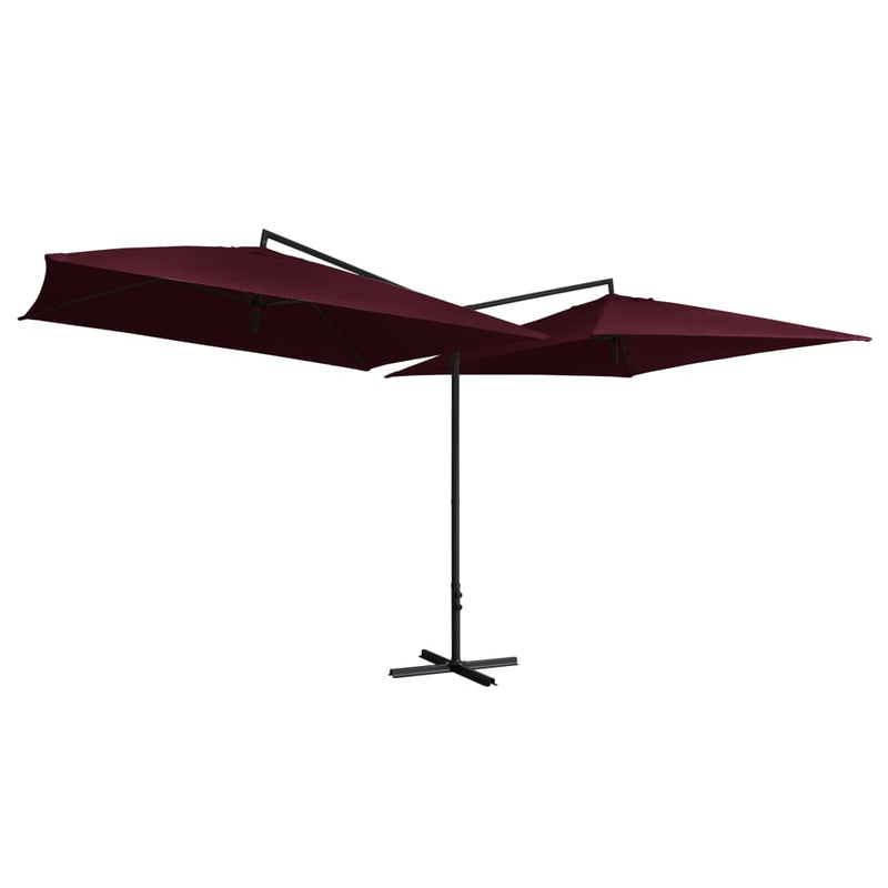 Afbeelding laden in galerijviewer, Vidaxl parasol dubbel met stalen paal 250x250 cm bordeauxrood