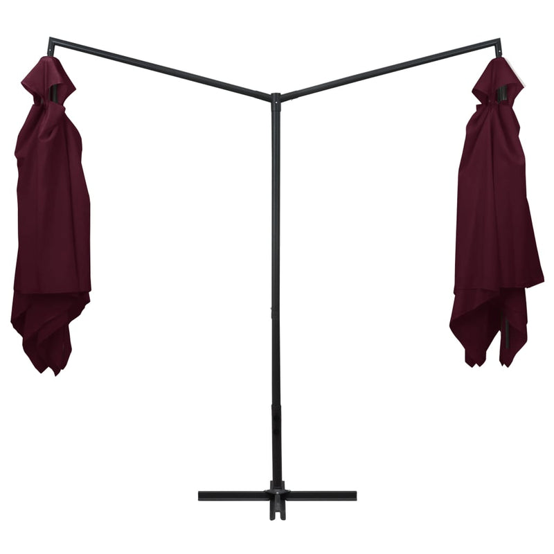 Afbeelding laden in galerijviewer, Vidaxl parasol dubbel met stalen paal 250x250 cm bordeauxrood