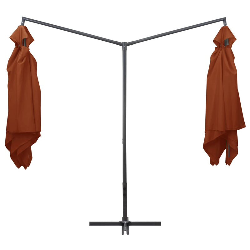 Afbeelding laden in galerijviewer, Vidaxl parasol dubbel met stalen paal 250x250 cm terracottakleurig