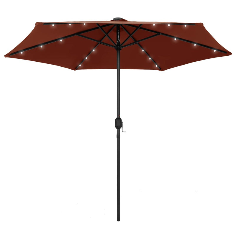 Afbeelding laden in galerijviewer, VidaXL Parasol met LED-verlichting en aluminium paal 270 cm terracotta