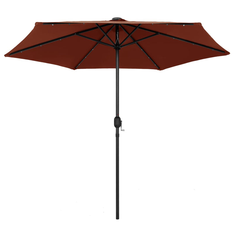 Afbeelding laden in galerijviewer, VidaXL Parasol met LED-verlichting en aluminium paal 270 cm terracotta