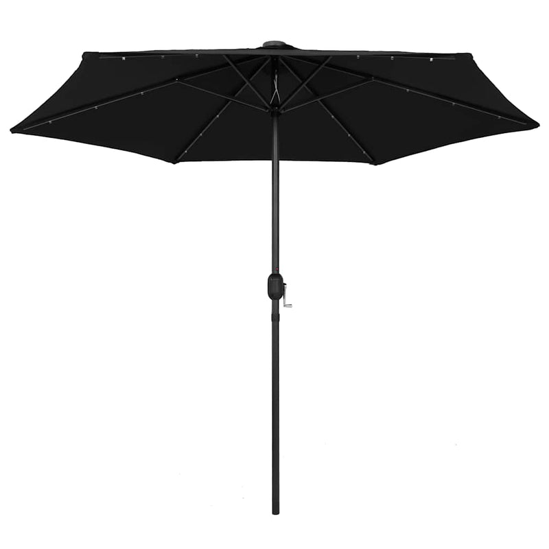 Afbeelding laden in galerijviewer, Vidaxl parasol met led-verlichting en aluminium paal 270 cm zwart