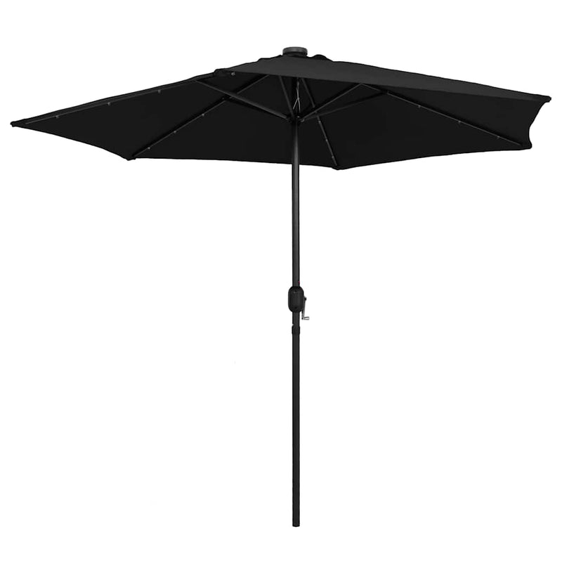 Afbeelding laden in galerijviewer, Vidaxl parasol met led-verlichting en aluminium paal 270 cm zwart