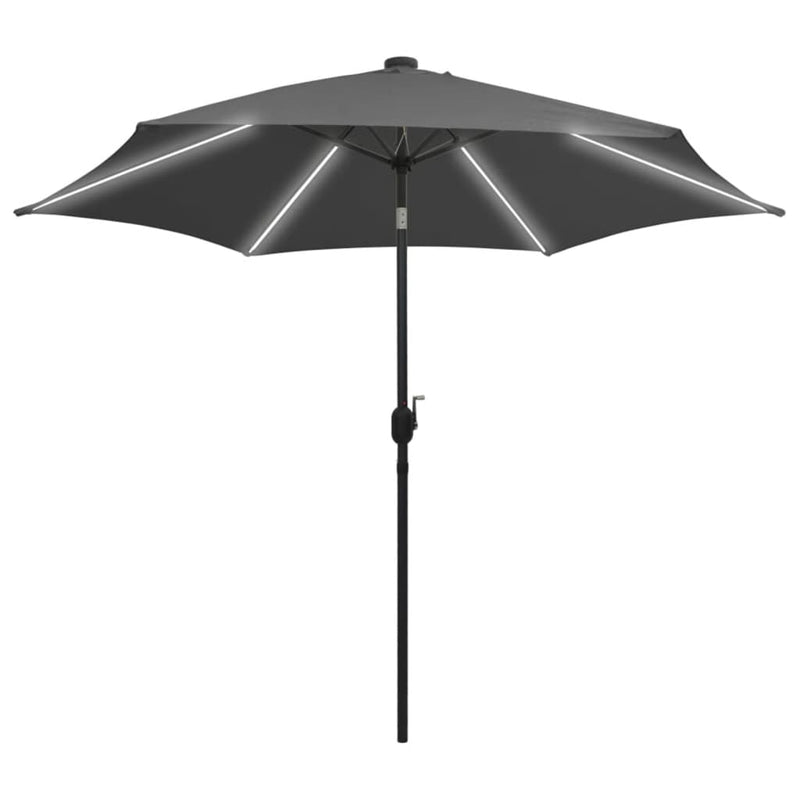 Afbeelding laden in galerijviewer, Vidaxl parasol met led-verlichting en aluminium paal 300 cm antraciet