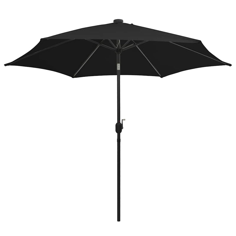 Afbeelding laden in galerijviewer, Vidaxl parasol met led-verlichting en aluminium paal 300 cm zwart
