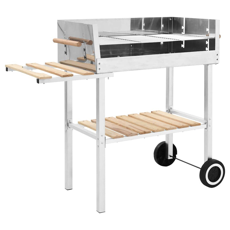 Afbeelding laden in galerijviewer, Vidaxl trolleybarbecue met 2 schappen houtskool xxl roestvrij staal