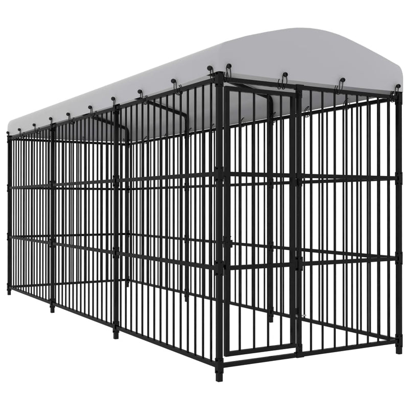 Afbeelding laden in galerijviewer, VidaXL Hondenkennel voor buiten met dak 450x150x210 cm