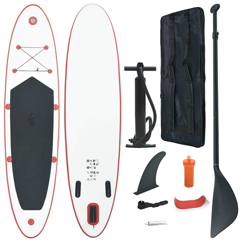 Afbeelding laden in galerijviewer, Vidaxl stand up paddleboardset opblaasbaar rood en wit