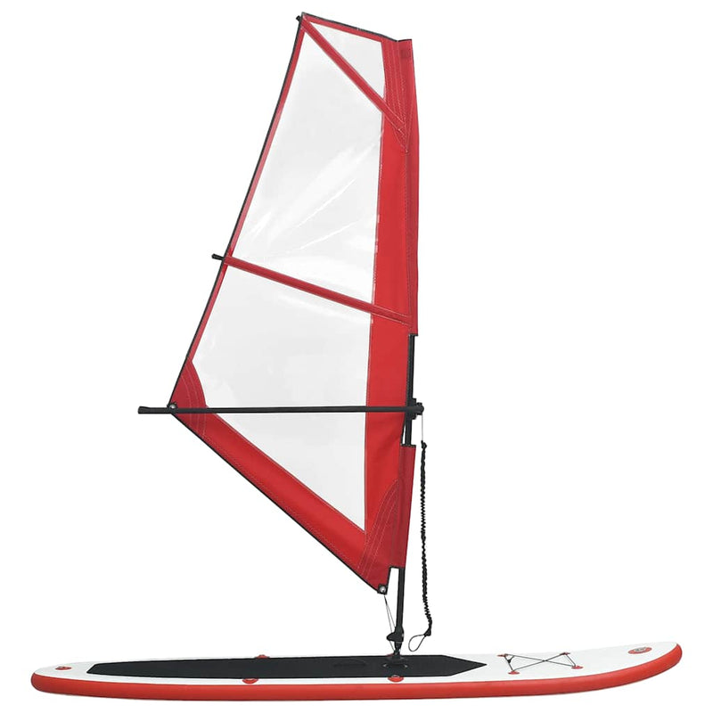 Afbeelding laden in galerijviewer, Vidaxl stand-up paddleboard opblaasbaar met zeilset rood en wit