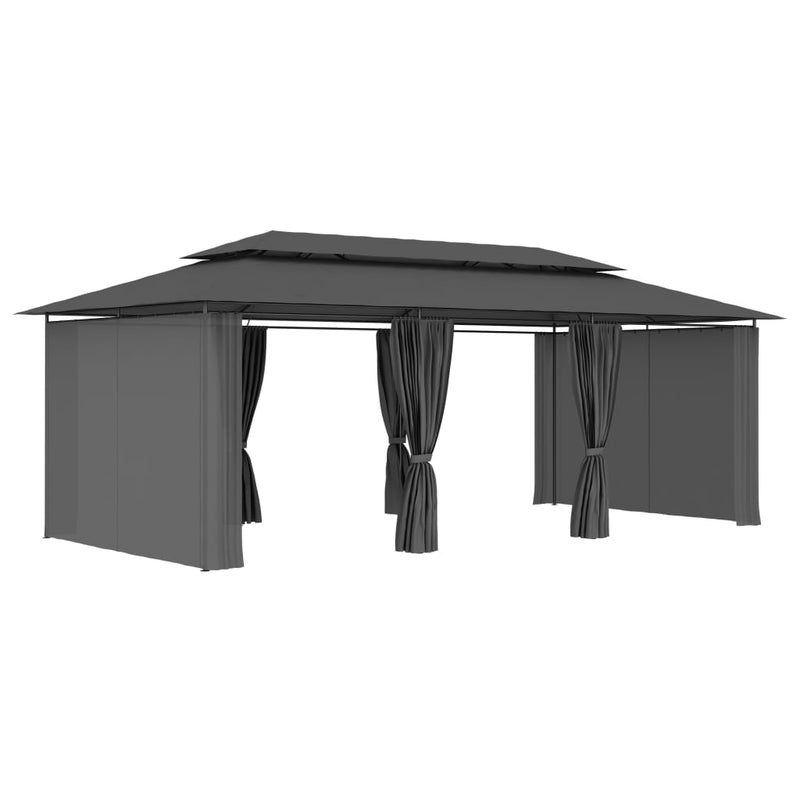 Afbeelding laden in galerijviewer, VidaXL Prieel met gordijnen 600x298x270 cm antraciet