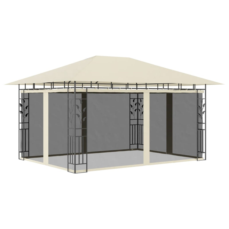 Afbeelding laden in galerijviewer, VidaXL Prieel met klamboe 180 g m² 4x3x2,73 m crème