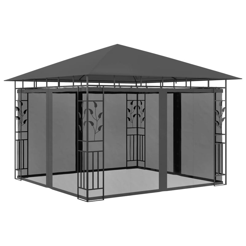 Afbeelding laden in galerijviewer, VidaXL Prieel met klamboe 180 g m² 3x3x2,73 m antraciet