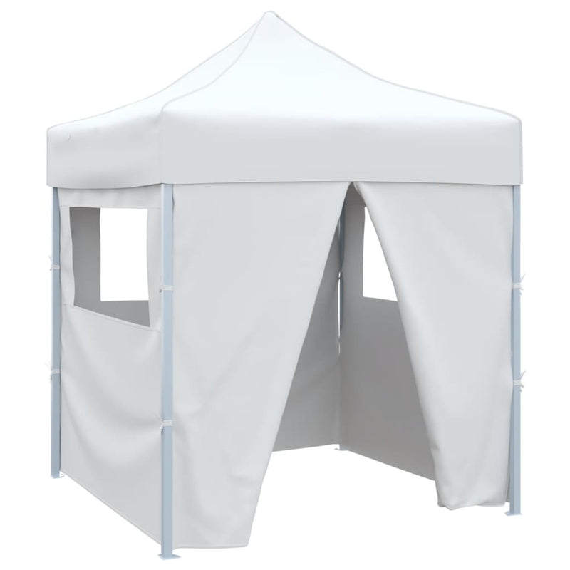 Afbeelding laden in galerijviewer, Vidaxl partytent met 4 zijwanden inklapbaar 2x2 m staal wit
