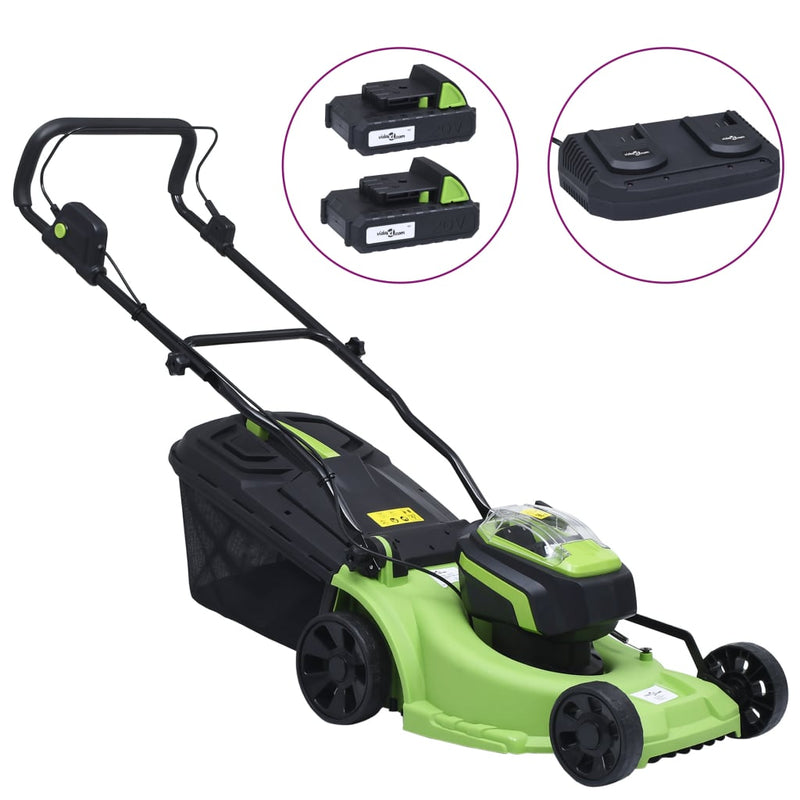 Afbeelding laden in galerijviewer, Vidaxl accugrasmaaier met 2 accu's 20 v 2000 mah li-ion