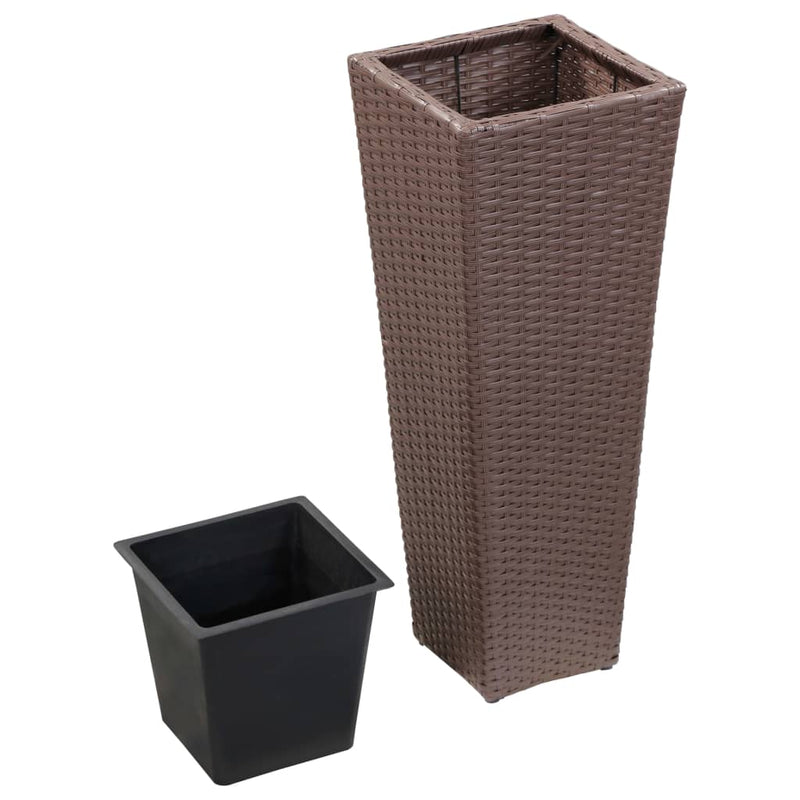 Afbeelding laden in galerijviewer, VidaXL Plantenbak verhoogd 30x30x80 cm poly rattan bruin