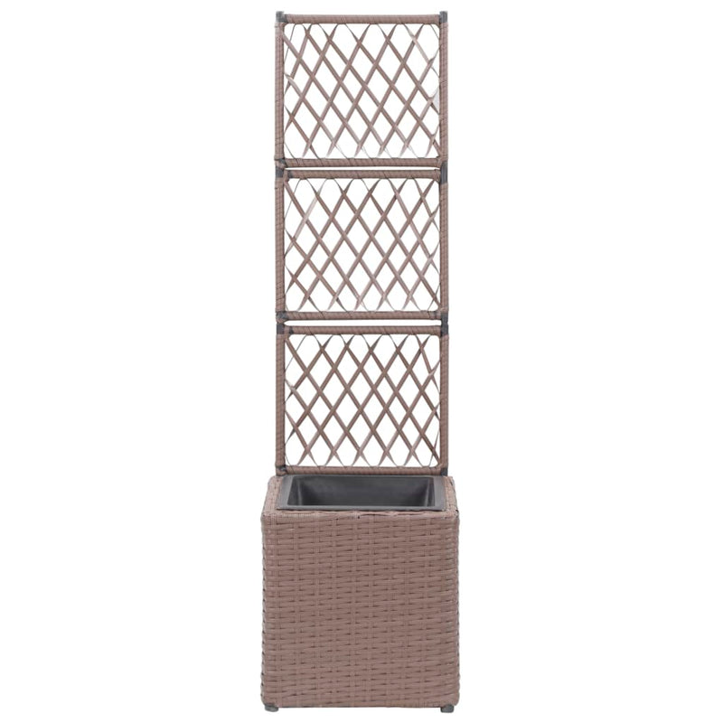 Afbeelding laden in galerijviewer, VidaXL Latwerkplantenbak verhoogd met 1 pot 30x30x107 cm rattan bruin