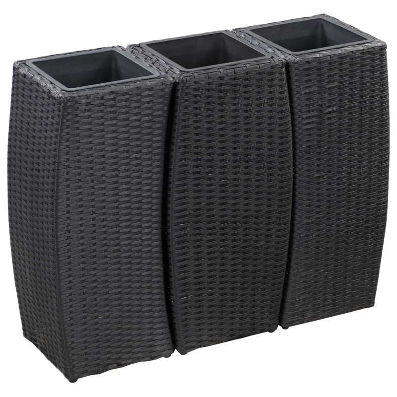 Afbeelding laden in galerijviewer, Vidaxl plantenbakken verhoogd 3 st poly rattan zwart