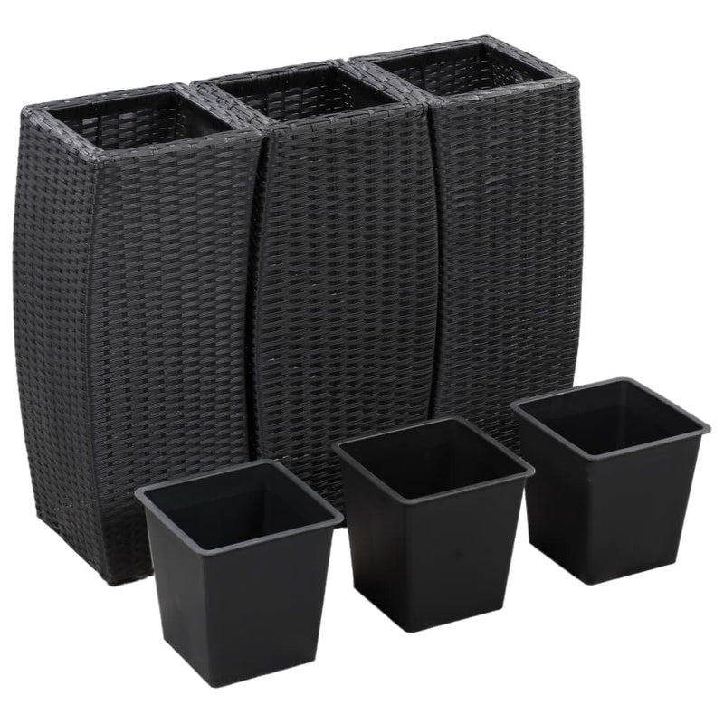 Afbeelding laden in galerijviewer, Vidaxl plantenbakken verhoogd 3 st poly rattan zwart