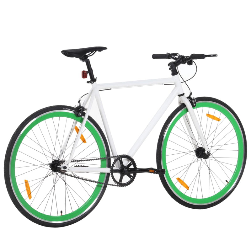 Afbeelding laden in galerijviewer, Vidaxl fiets met vaste versnelling 700 c 55 cm wit en groen
