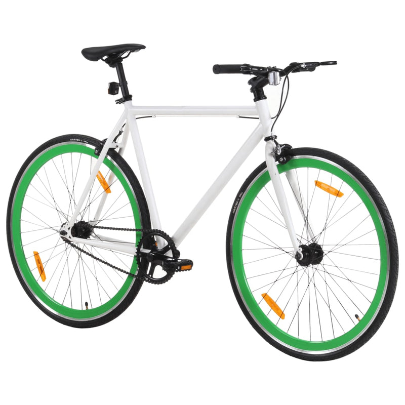 Afbeelding laden in galerijviewer, Vidaxl fiets met vaste versnelling 700 c 59 cm wit en groen