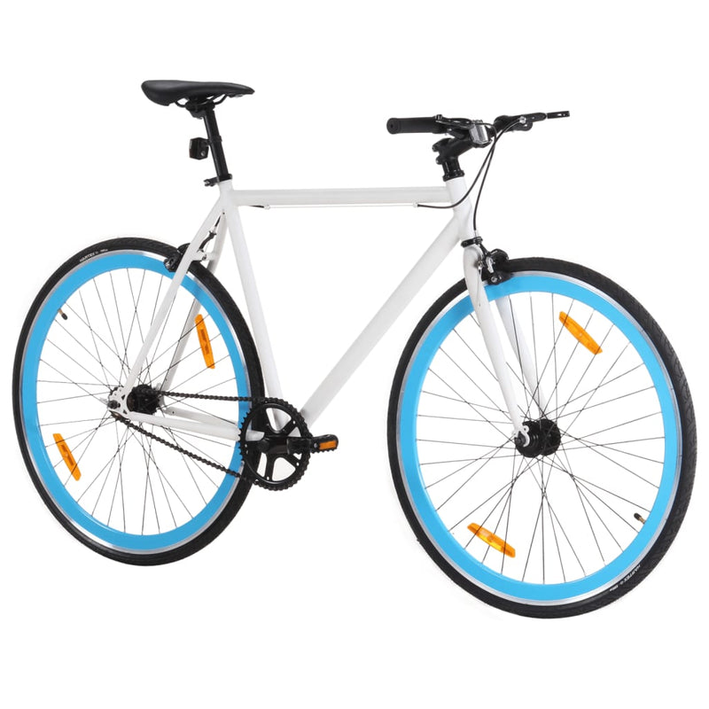 Afbeelding laden in galerijviewer, Vidaxl fiets met vaste versnelling 700 c 55 cm wit en blauw