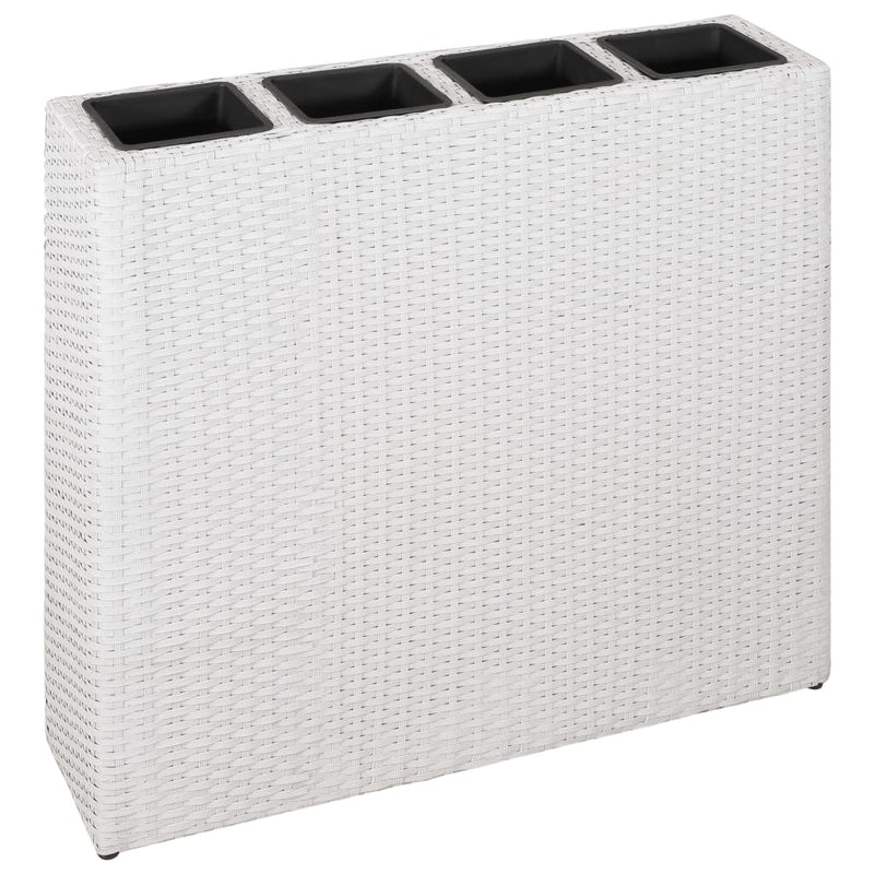 Afbeelding laden in galerijviewer, VidaXL Plantenbak verhoogd met 4 potten 2 st poly rattan wit