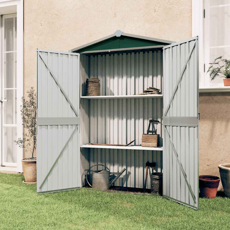 Afbeelding laden in galerijviewer, Vidaxl tuinschuur 116x45x175 cm gegalvaniseerd staal groen