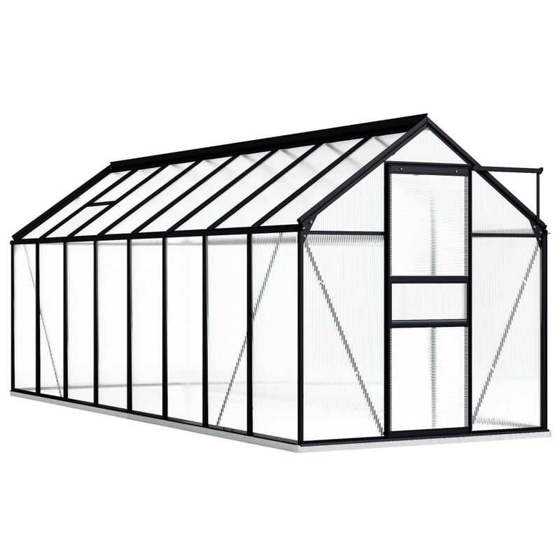Afbeelding laden in galerijviewer, VidaXL Tuinkas met basisframe 9,31 m³ aluminium antracietkleurig
