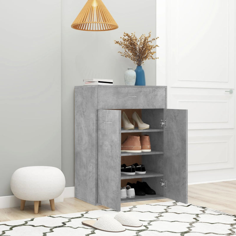 Afbeelding laden in galerijviewer, Vidaxl schoenenkast 60x35x84 cm bewerkt hout betongrijs